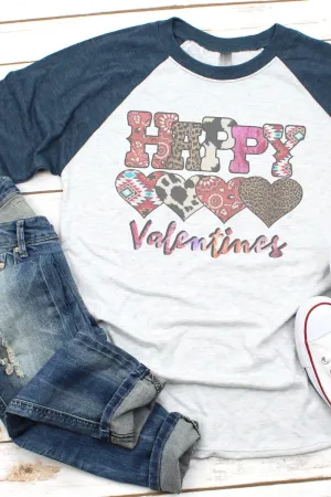 Western Happy Valentines Tri-Blend Unisex 3/4 Raglan