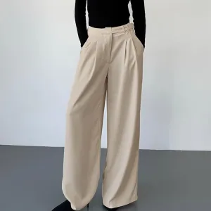 Womens Wide-Leg Trousers  High Waist  Pleated Front  Relaxed Fit  Full Length