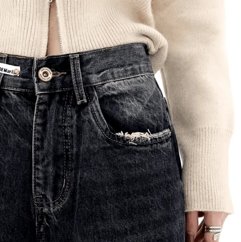 Y2K Loose Wide-Leg Jeans – High-Waisted Retro Streetwear for Women