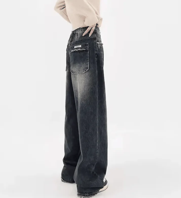 Y2K Loose Wide-Leg Jeans – High-Waisted Retro Streetwear for Women