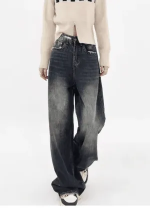 Y2K Loose Wide-Leg Jeans – High-Waisted Retro Streetwear for Women