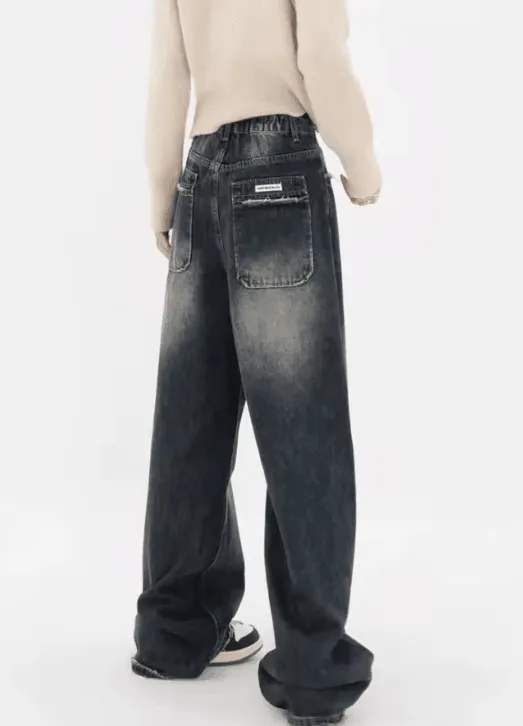 Y2K Loose Wide-Leg Jeans – High-Waisted Retro Streetwear for Women
