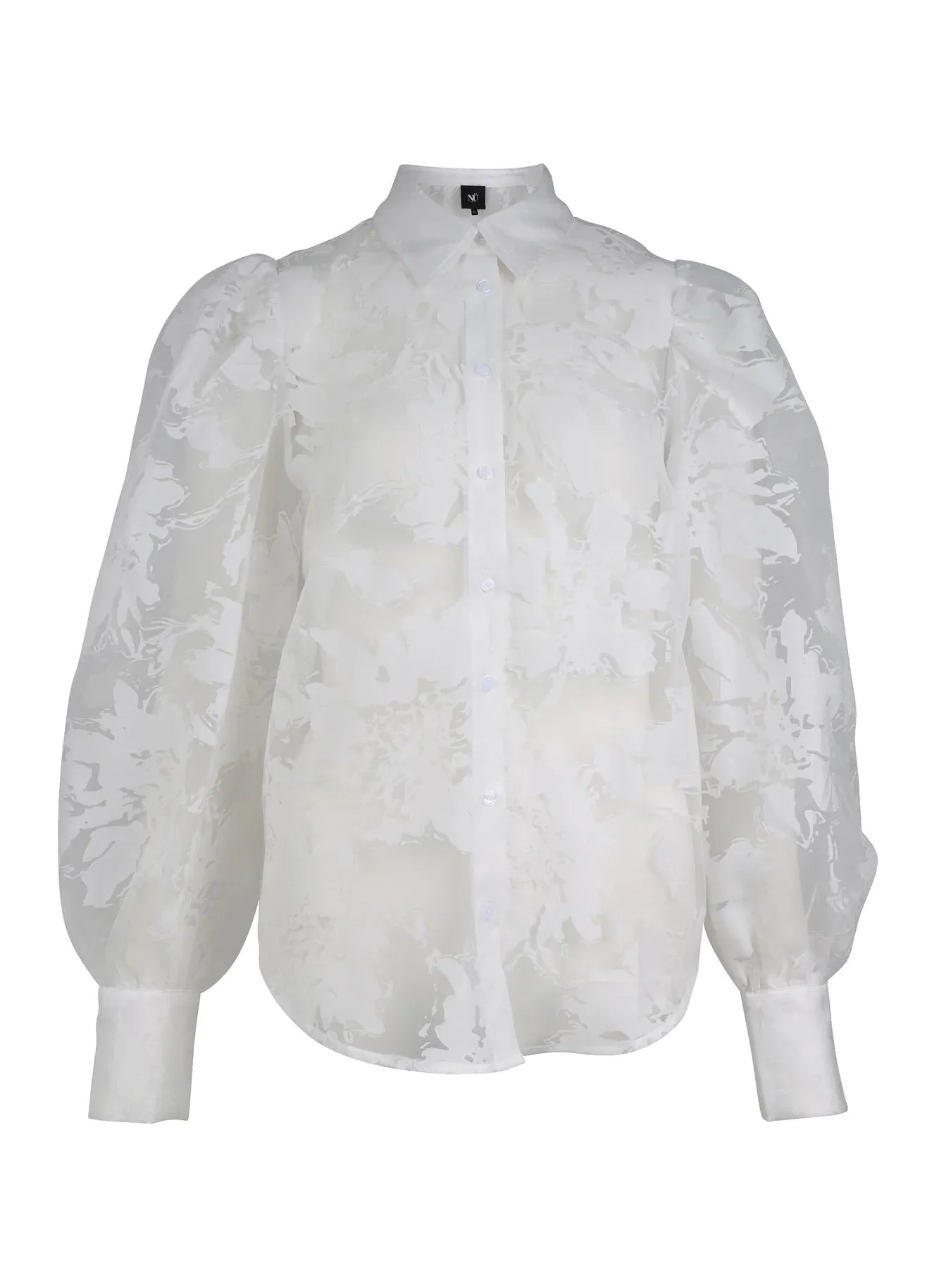 Yamina Transparent Floral Blouse - Creme